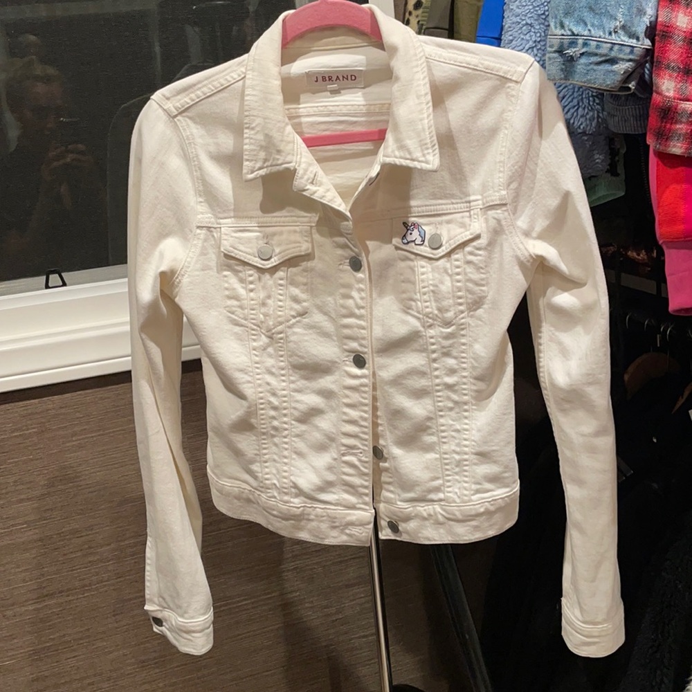 J BRAND white denim jacket size small
